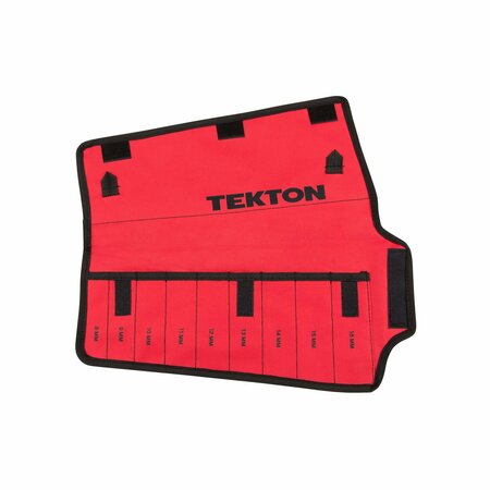 Tekton Roll Up Tool Bag, Combination Wrench Pouch, 8-16mm 9-Tool, Red, Woven Polyester Fabric, 9 Pockets ORG27409